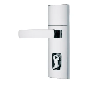 Angular Double Cylinder Entrance Handle Set Bright Chrome