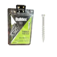 Buildex Star Drive Timber Trim Head 8g x 40mm TPI 10 100pk Screws Zinc