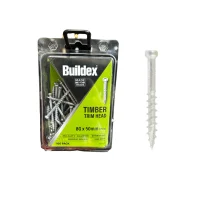 Buildex Star Drive Timber Trim Head 8g x 50mm TPI 10 100pk Screws Zinc